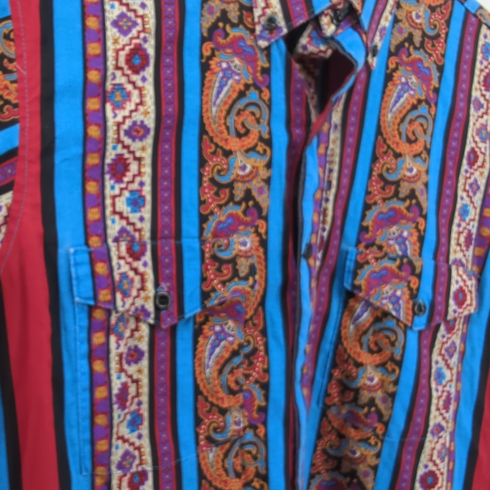 VTG Wrangler Aztec Southwest Geometric Long Sleeve Western USA 15-33 Tail READ - Picture 6 of 14